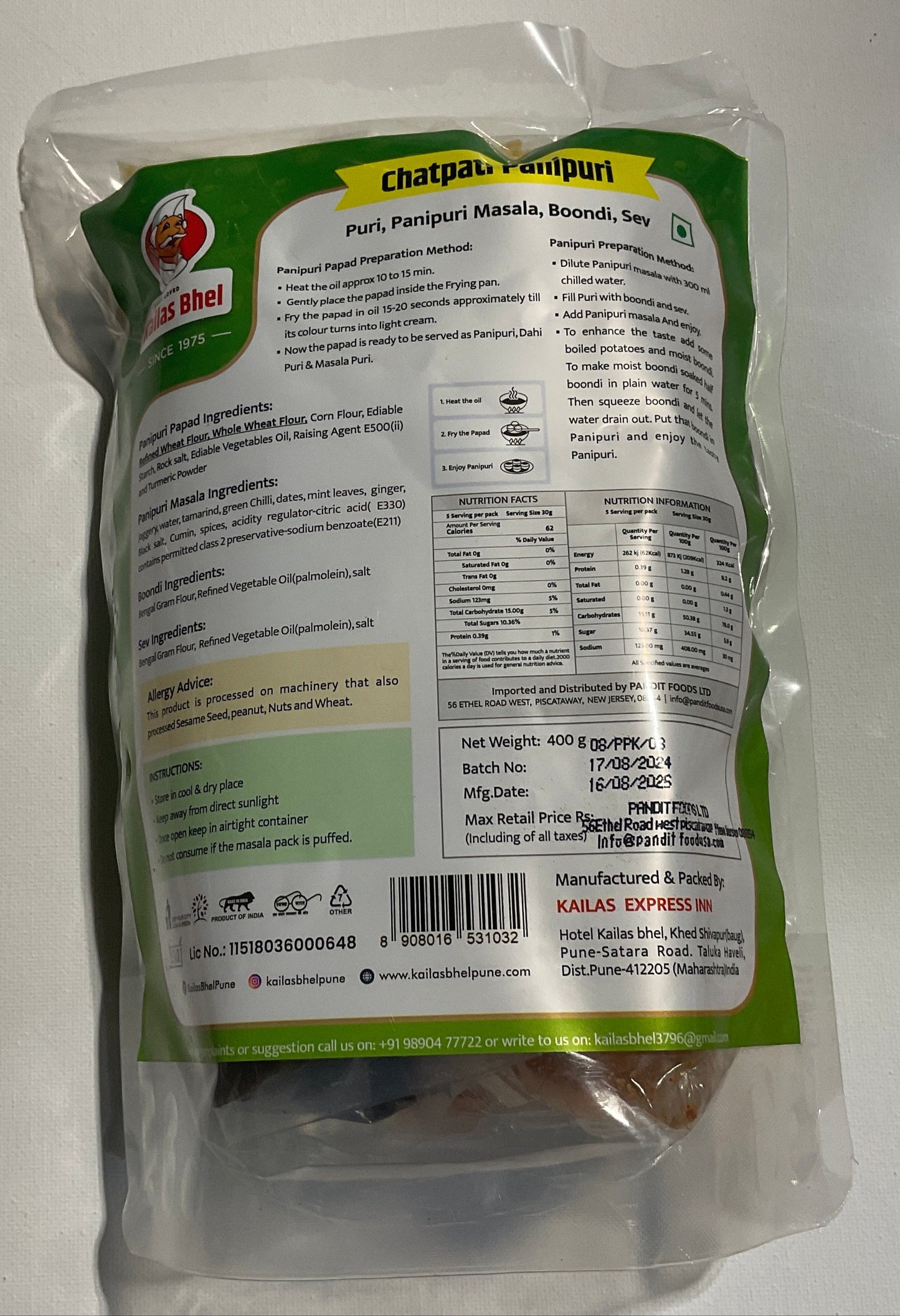 KAILASH BHEL PANI PURI KIT (Golgappa Mix)